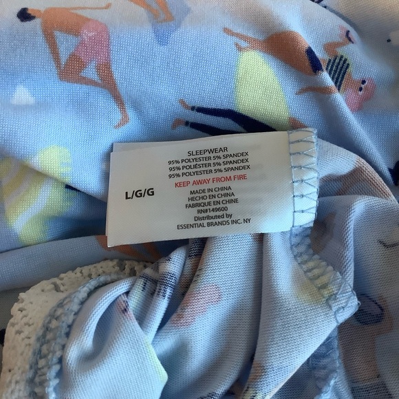 PJ COUTURE 2pc Women’s Large Beach Print Ruffle Pajama Set - Picture 9 of 9